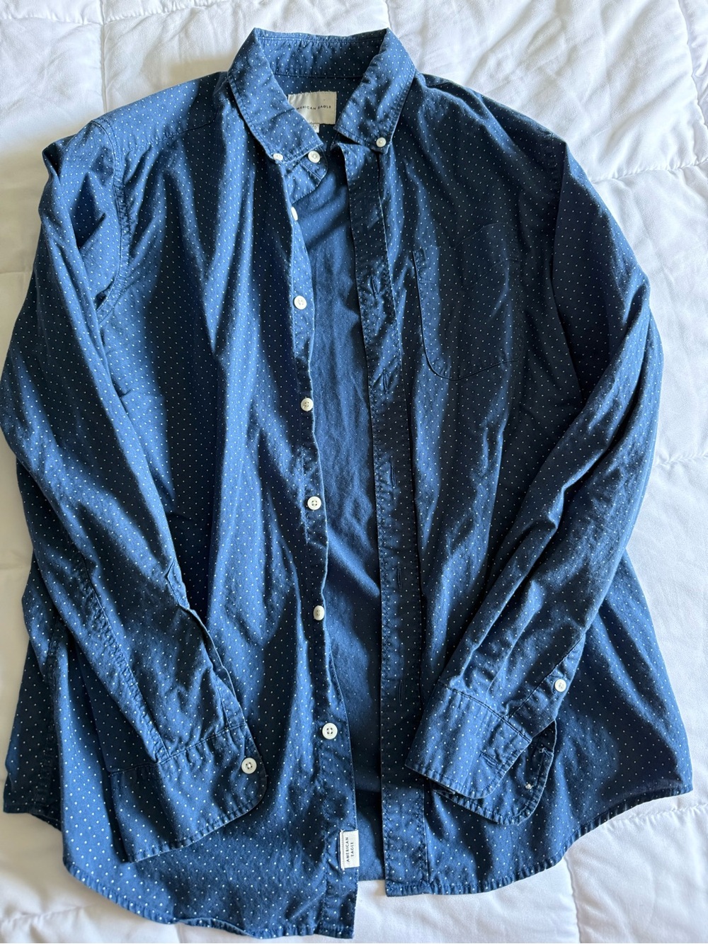 American Eagle Outfitters Navy Dot Lightweight Botton Down Shirt